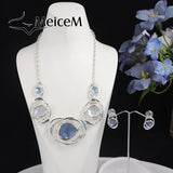 Geometric Enamel Silver Chain Choker Necklace for Women Mother