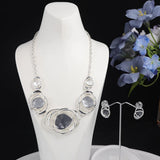 Geometric Enamel Silver Chain Choker Necklace for Women Mother
