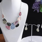 Gray Shell Geometric Circle Choker Necklace for Women