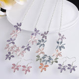 Enamel Flower Pendant Necklace Multilayer Chain Choker Rope Steel Boho