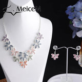 Enamel Flower Pendant Necklace Multilayer Chain Choker Rope Steel Boho