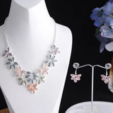 Enamel Flower Pendant Necklace Multilayer Chain Choker Rope Steel Boho