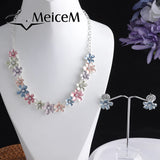 Enamel Flower Choker Chain Statement Necklace Party Jewelry