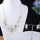 Enamel Leaf Drop Chunky Necklace for Women