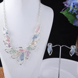 Enamel Leaf Drop Chunky Necklace for Women