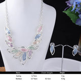 Enamel Leaf Drop Chunky Necklace for Women