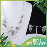 Enamel Leaf Drop Chunky Necklace for Women
