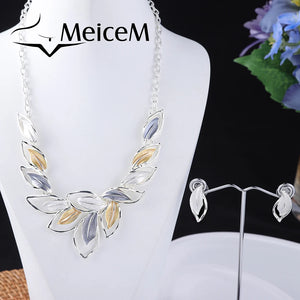 Enamel Leaf Drop Chunky Necklace for Women