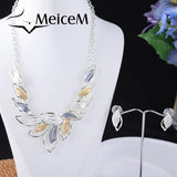 Enamel Leaf Drop Chunky Necklace for Women