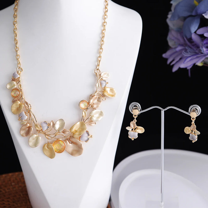 Women Necklace Plated Leaf Drop Female Necklaces Unique Mother's Gift