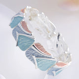 Meicem Elastic Wire Bracelet Enamel Geometric Bangle for Women