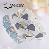 Meicem Elastic Wire Bracelet Enamel Geometric Bangle for Women