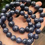 Meihan Dark Sapphire Faceted Round Loose Beads Set