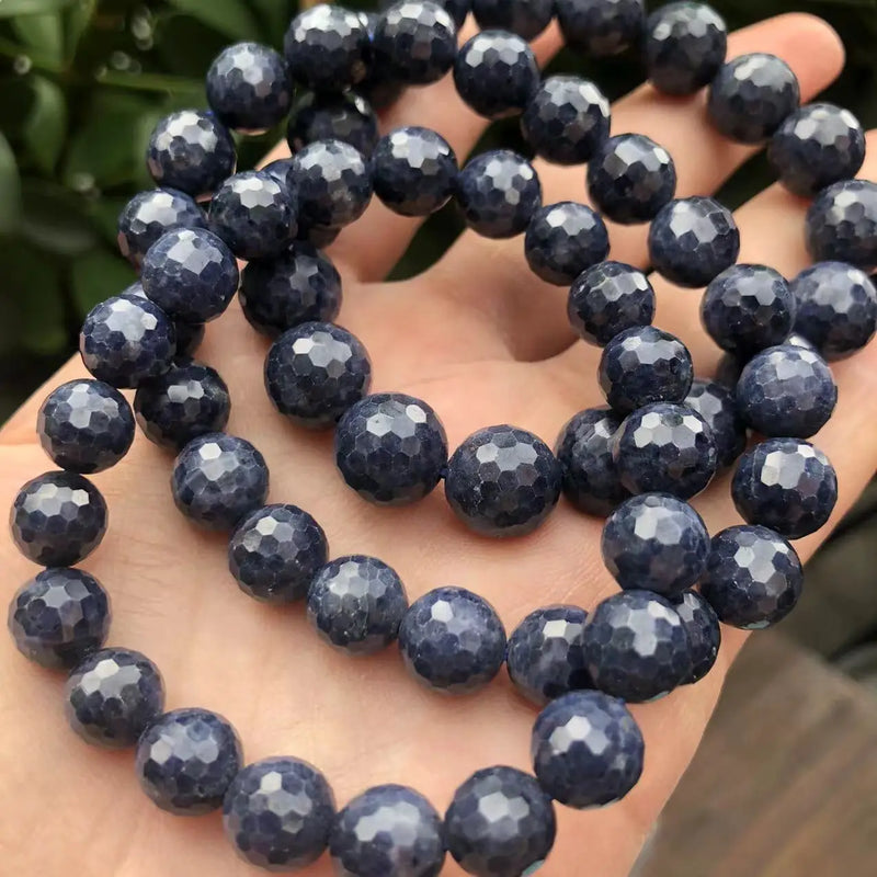 Meihan Dark Sapphire Faceted Round Loose Beads Set