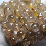 Meihan Rose Coffee Rutilated Quartz 13-14mm Round Beads