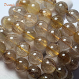 Meihan Rose Coffee Rutilated Quartz 13-14mm Round Beads