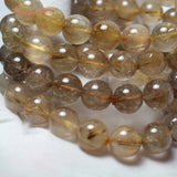 Meihan Rose Coffee Rutilated Quartz 13-14mm Round Beads