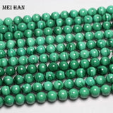 Meihan Malachite Smooth Round Beads 9.5-10mm for Jewelry Making
