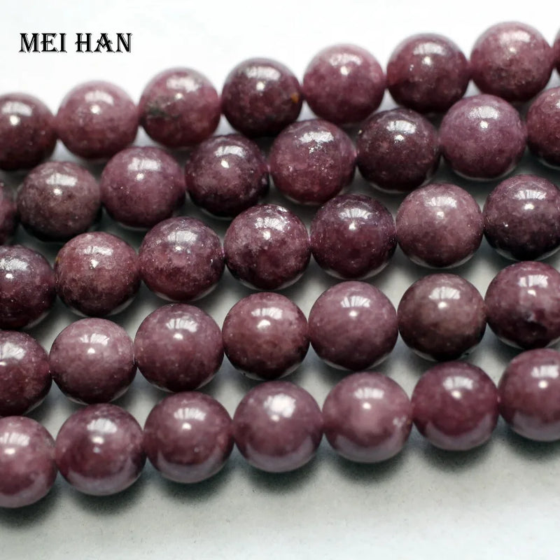Meihan 9.5-10mm Purple Lepidolite Smooth Round Beads