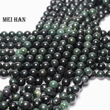 Meihan Natural Dark Jadeite 10-10.5mm Beads DIY Semi-precious