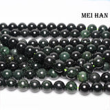 Meihan Natural Dark Jadeite 10-10.5mm Beads DIY Semi-precious