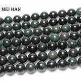 Meihan Natural Dark Jadeite 10-10.5mm Beads DIY Semi-precious