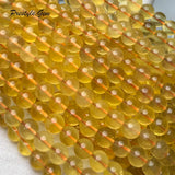 Meihan A++ Yellow Fluorite Smooth Round Loose Beads for Jewelry Making