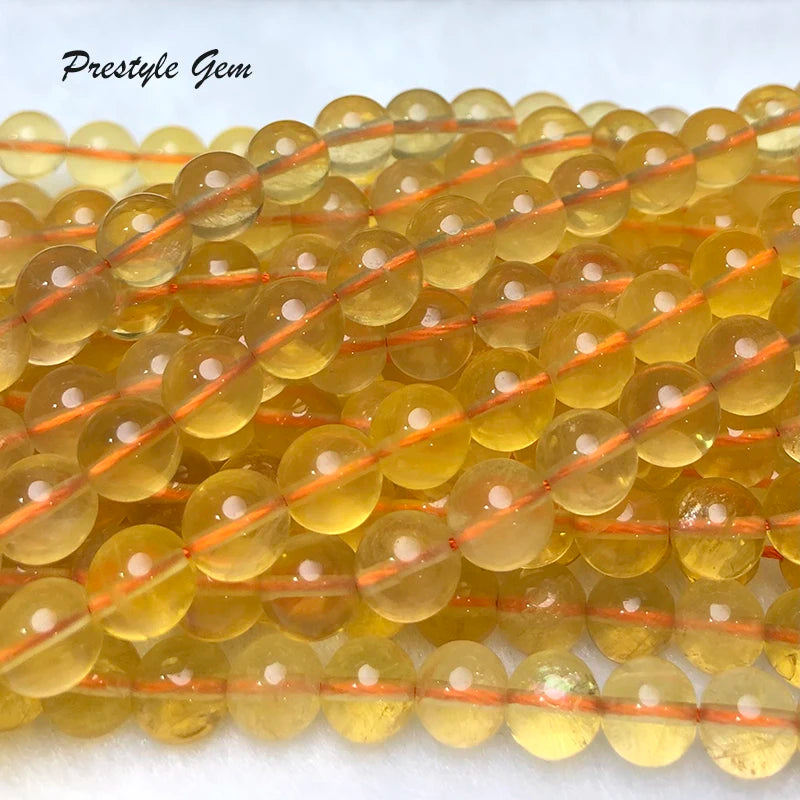 Meihan A++ Yellow Fluorite Smooth Round Loose Beads for Jewelry Making
