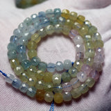 Meihan Natural Aquamarine Faceted Cube Charm Stone Beads 4.5-5mm