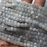 Meihan Natural Aquamarine Cube Charm Stone Beads 4.5-5mm Faceted DIY