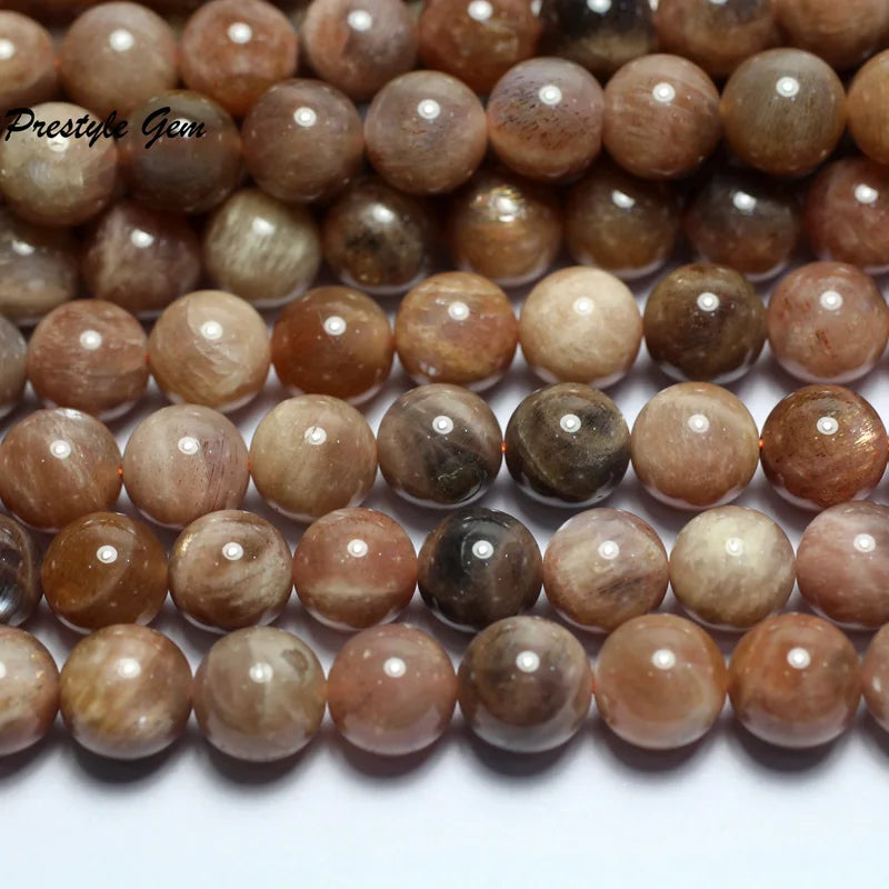 Meihan Natural Sunstone Round Loose Beads for Jewelry Making