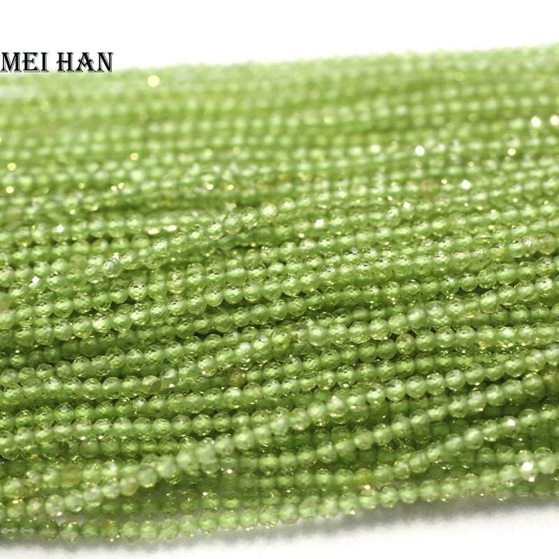 Meihan (10strands/set) 2mm Peridot Faceted Round Beads for Jewelry Making