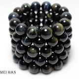 Meihan 16mm Hawk's Eye Round Beads Bracelet for Jewelry Making