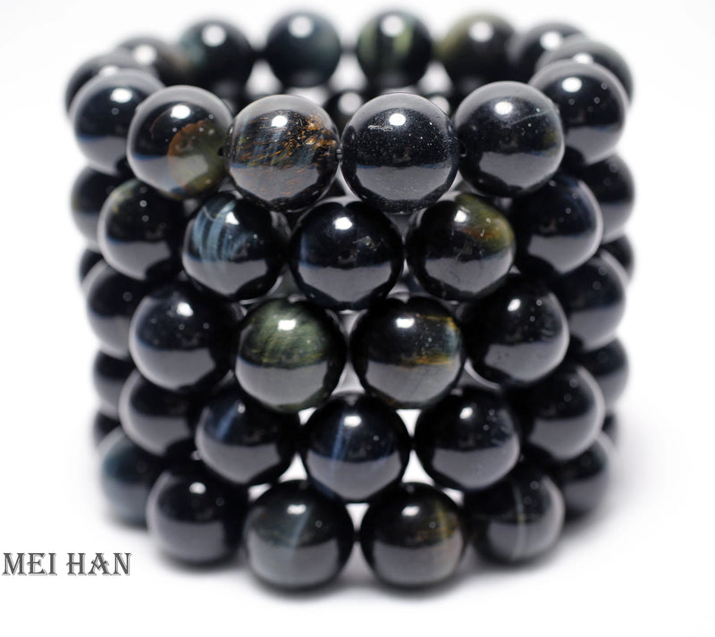 Meihan 16mm Hawk's Eye Round Beads Bracelet for Jewelry Making