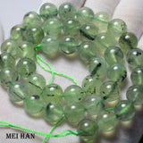 Meihan Natural 9.5-10mm Prehnite Green Grape Round Loose Beads