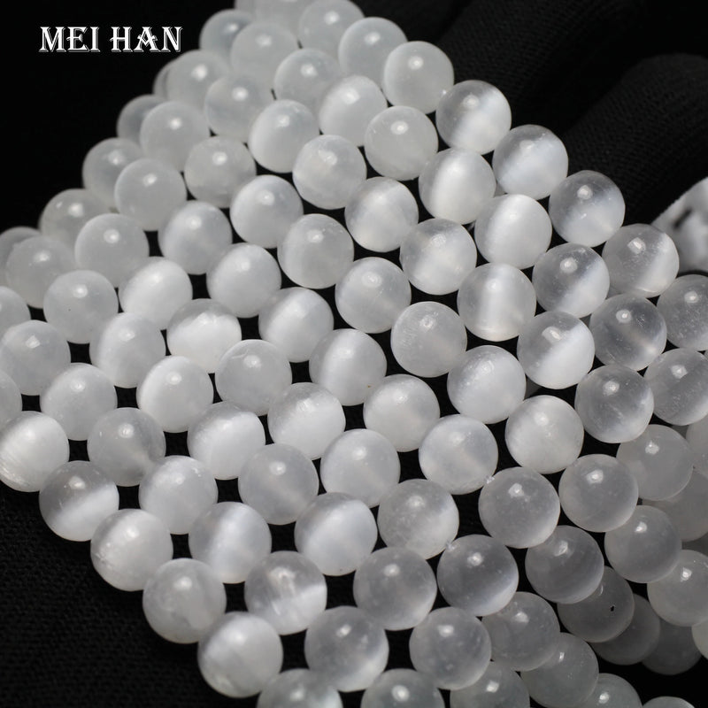 Meihan 10mm Selenite Calcite Gem Beads Round Stone for Jewelry Making