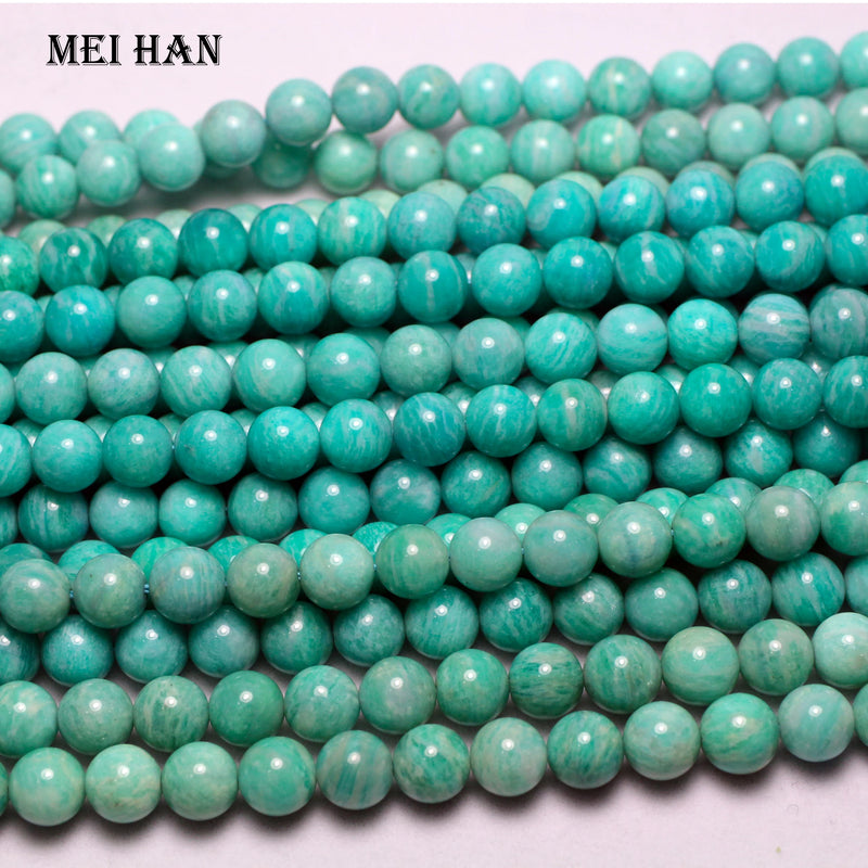 6-6.5mm A+ Mozambique Amazonite Smooth Round Beads for Jewelry Making