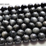 Meihan 9.5-10mm Brazil Grey Cat's Eye Stone Beads for Jewelry Making