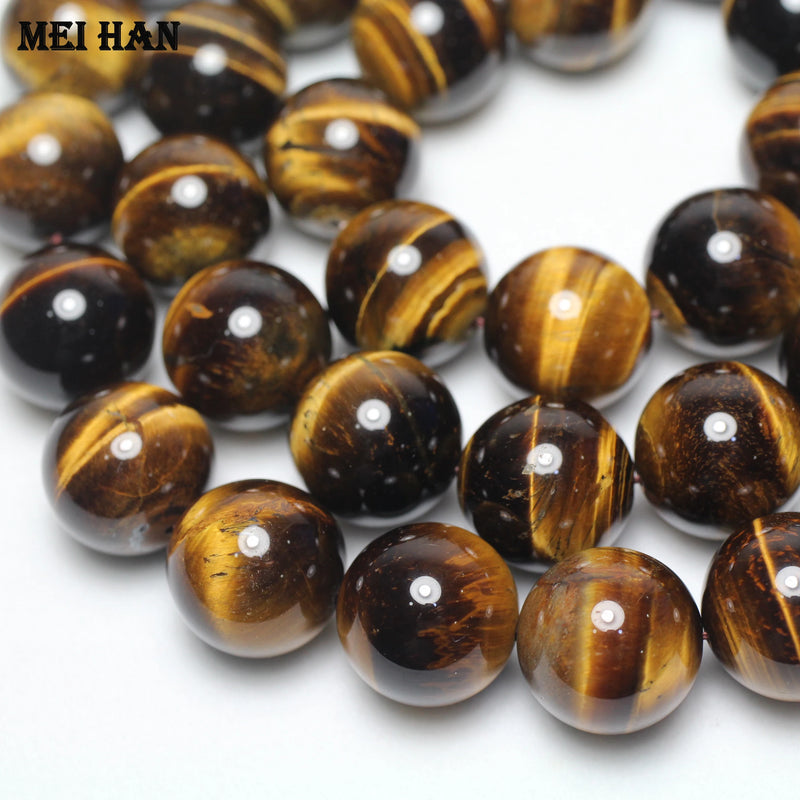 Meihan Natural Brown Tiger Eye 18mm Round Stone Beads for Jewelry Making DIY