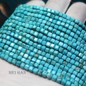 Meihan 3.5mm Turquoise Faceted Square Beads 2 Strands/Set