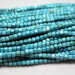 Meihan 3.5mm Turquoise Faceted Square Beads 2 Strands/Set