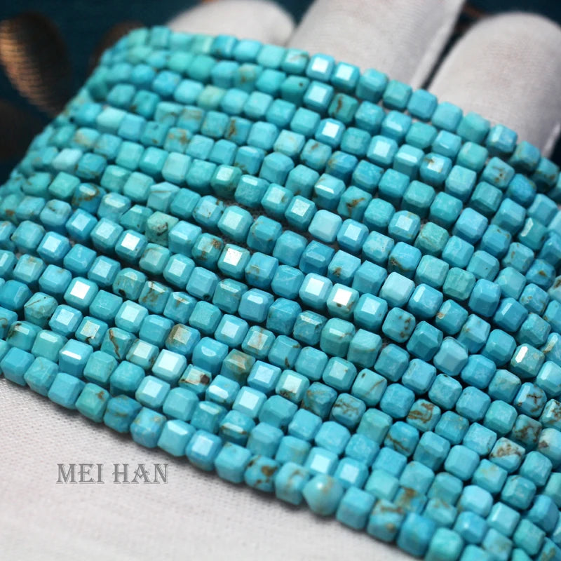 Meihan 3.5mm Turquoise Faceted Square Beads 2 Strands/Set