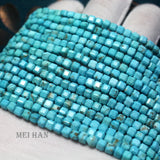 Meihan 3.5mm Turquoise Faceted Square Beads 2 Strands/Set