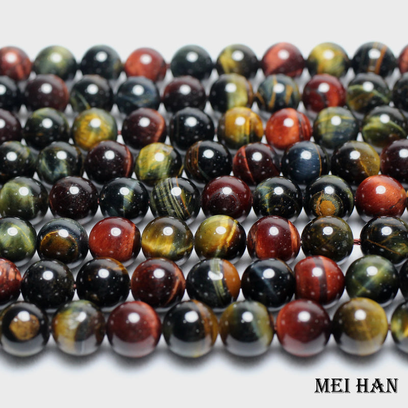 Meihan 10mm Natural Colorful Tiger Eye Stone Beads Set for Jewelry Making
