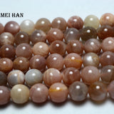 Meihan Natural Mixed Orange Moonstone Smooth Round Beads Set