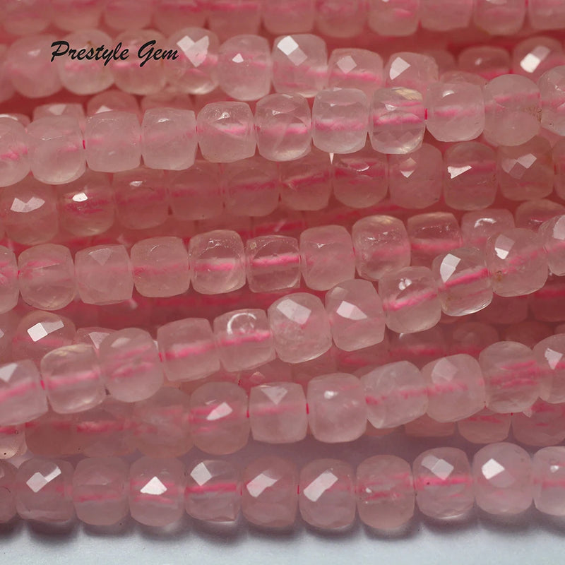 Meihan Pink Quartz Crystal 4.5mm Cube Loose Beads Set for Jewelry Making