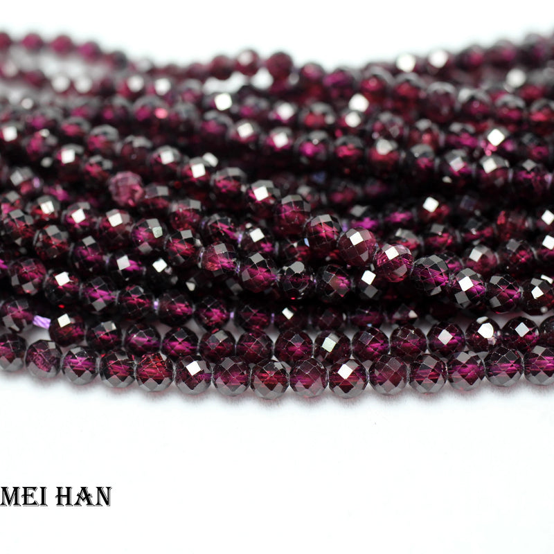 Meihan 4mm Wine Red Purple Brazil Garnet Faceted Round Loose Beads