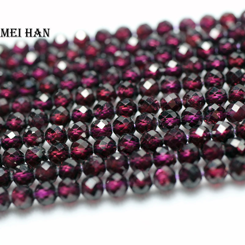 Meihan Natural 4mm Wine Red Purple Brazil Garnet Faceted Round Loose Beads