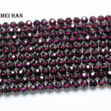 Meihan Natural 4mm Wine Red Purple Brazil Garnet Faceted Round Loose Beads