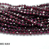 Meihan Natural 4mm Wine Red Purple Brazil Garnet Faceted Round Loose Beads